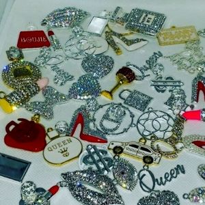 25pcs Silver Mixed Bling charms